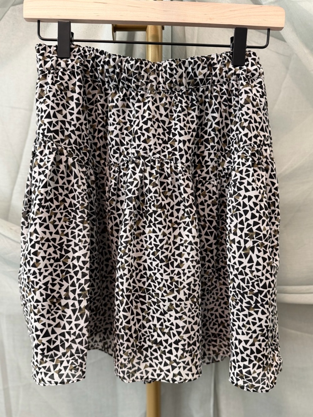 BCBGeneration Black, Olive and Gray Geometric Mini Skirt